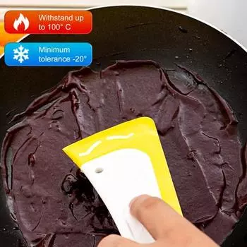 Силиконовый скребок для кухонного масла, скребок для очистки, нескользящий, термостойкий, лопатка для эффективной очистки, средство для удаления пятен с кастрюль, многофункциональная утварь белый