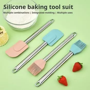 Силиконовый скребок для масла, щетка, ручка из нержавеющей стали, гибкие скребки, не содержащие бисфенол А, высокотемпературный, устойчивый к воздействию высоких температур, кухонный скребок, многофункциональный кухонный инструмент A розовый