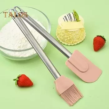 Силиконовый скребок для масла, щетка, ручка из нержавеющей стали, гибкие скребки, не содержащие бисфенол А, высокотемпературный, устойчивый к воздействию высоких температур, кухонный скребок, многофункциональный кухонный инструмент A серый