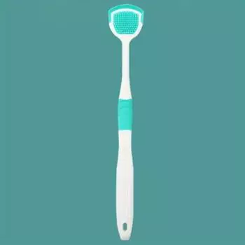 Силиконовый скребок для языка - инструмент для ухода за полостью рта для взрослых зелёный