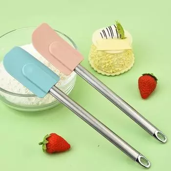 Силиконовый скребок Yousheng с ручкой из нержавеющей стали, гибкие скребки, не содержащие бисфенол А, высокотемпературный, многофункциональный кухонный инструмент B синий