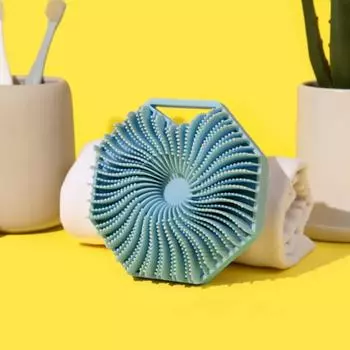 Силиконовый скруббер для тела, щетка для ванны с эргономичной ручкой, портативная массажная щетка для очистки душа, отшелушивающая щетка для душа, щетка для тела розовый