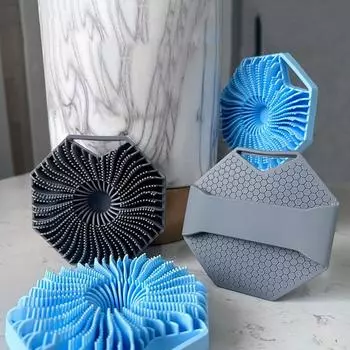 Силиконовый скруббер для тела, щетка для ванны с эргономичной ручкой, портативный массажный душ, очищающая отшелушивающая щетка чёрный