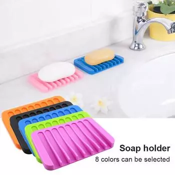 Силиконовый сливной держатель для мыла, лоток для хранения, блюдо для хранения в ванной комнате чёрный