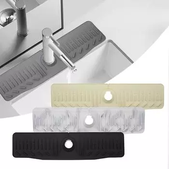 Силиконовый сливной коврик 60 см плюс длинный квадратный коврик для сушки, коврик для столешницы, противоскользящий коврик для смесителя 60*14.7*2cm чёрный