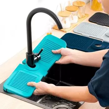 Силиконовый сливной коврик для кухонной раковины, быстросохнущий коврик для защиты от брызг, гибкий темно-синий
