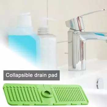 Силиконовый сливной коврик для кухонной раковины. Сливной коврик для смесителя. Наклонная конструкция. Простая установка. Регулируемый размер отверстия. Коврик для раковины. Высокая грузоподъемность. серый