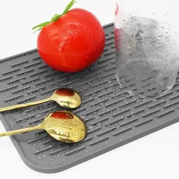 Силиконовый сливной коврик для раковины, квадратная чашка, миска, палочки для еды, нескользящий сливной коврик для сушки стола, теплоизоляционный коврик 21.5*15.7cm чёрный