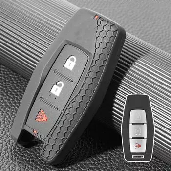 Силиконовый смарт-пульт дистанционного управления, силиконовый автомобильный брелок, кольцо, чехол, чехол, держатель, протектор, 3 кнопки для Outlander 2023 2022 2024 чёрный