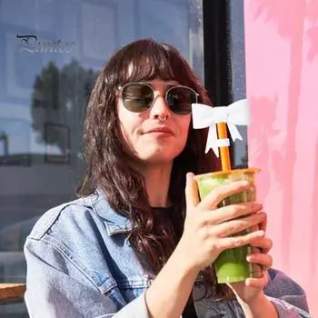 Силиконовый соломенный колпачок с бантом, противоскользящий соломенный чехол, милый бант, протектор для соломы, простые в использовании аксессуары для чашек бежевый