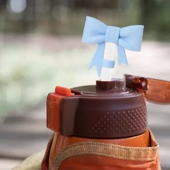 Силиконовый соломенный колпачок с бантом, противоскользящий соломенный чехол, милый бант, протектор для соломы, простые в использовании аксессуары для чашек