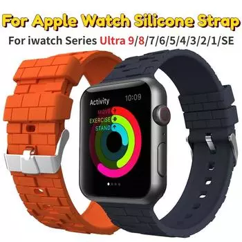 Силиконовый спортивный ремешок для iWatch Ultra 49 мм 9 8 7 6 SE Кубик Рубика браслет в клетку из красного кирпича для Apple Watch Band 41 мм 45 мм 44 мм 42 мм 38 мм Correa