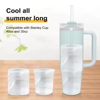 Силиконовый стакан для кубиков льда с крышкой, 2 полости, холодильник без BPA, летний цилиндр для чашек на 30-40 унций, форма для изготовления ледяных шаров, кухонные принадлежности светло-синий