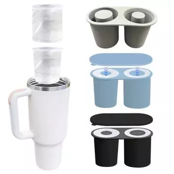 Силиконовый стакан для кубиков льда с крышкой, 2 полости, холодильник без BPA, летний цилиндр для чашек на 30-40 унций, форма для изготовления ледяных шаров, кухонные принадлежности светло-синий