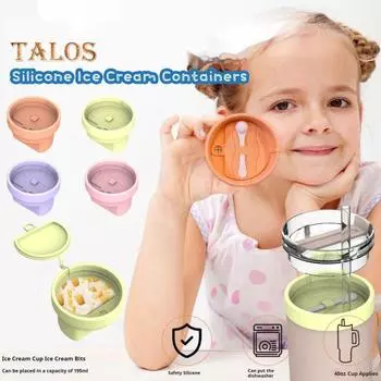 Силиконовый стаканчик для мороженого 40 унций многоразовый герметичный поднос для закусок контейнер для хранения кубиков льда стаканчик Bully с отверстием для соломинки фиолетовый