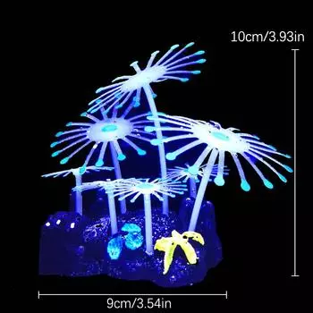 Силиконовый светящийся искусственный аквариум с рыбками, светящиеся украшения, искусственные водные растения, аквариумные коралловые растения, подводные украшения, ландшафтный дизайн аквариума