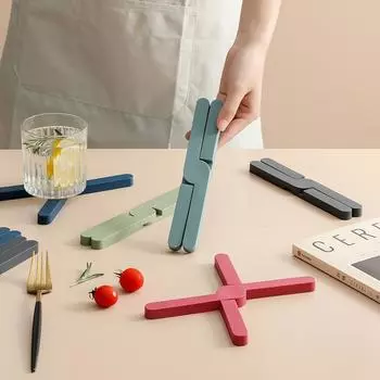 Силиконовый термостойкий коврик, складной нескользящий коврик для кастрюли, сковороды, подставка для посуды, крестообразный держатель для тарелок, подставка для кухонного стола 20X3.2X1.1CM