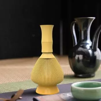 Силиконовый венчик для матча Yousheng, пищевой блендер для порошка зеленого чая матча, прочный термостойкий инструмент с подставкой жёлтый