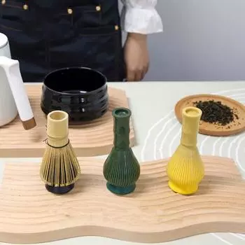 Силиконовый венчик для взбивания матча пищевой блендер для порошка зеленого чая матча прочный термостойкий инструмент с подставкой жёлтый