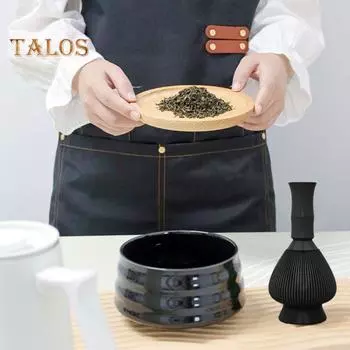 Силиконовый венчик для взбивания матча пищевой блендер для порошка зеленого чая матча прочный термостойкий инструмент с подставкой жёлтый