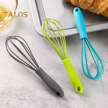Силиконовый венчик для взбивания яиц, ручной венчик для яиц с нескользящей ручкой, ручные проволочные венчики с силиконовым покрытием для смешивания, приготовления пищи, перемешивания небесно-голубой