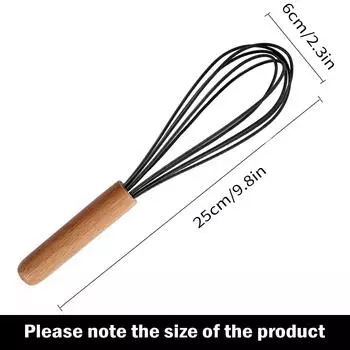 Силиконовый венчик Leeseph с деревянной ручкой для взбивания яиц для смешивания, взбивания, перемешивания, приготовления пищи, выпечки, кухонных гаджетов темно-серого