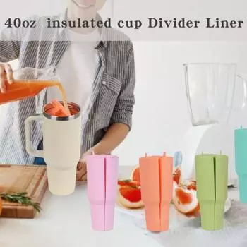 Силиконовый вкладыш для чашки, съемный дизайн, два напитка в одной чашке, герметичное уплотнение, креативный вкладыш для питья в чашку для кемпинга, пешего туризма, офиса путешествий фиолетовый