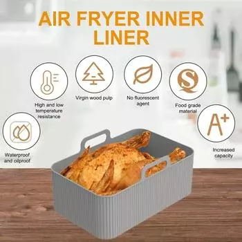 Силиконовый вкладыш для фритюрницы, многоразовый силиконовый горшок, сковорода-гриль, корзина для выпечки, поднос для кухни, аксессуары для фритюрницы с двумя воздуходувками