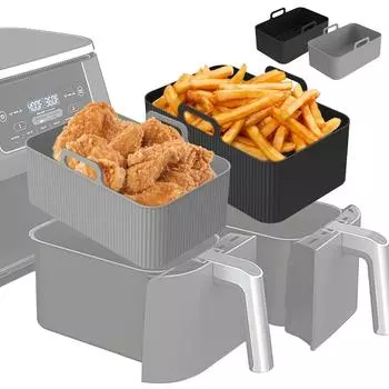 Силиконовый вкладыш для фритюрницы Ninja Dual AirFryer Accessories Многоразовая силиконовая кастрюля-гриль, противень, корзина для выпечки, кухонные принадлежности темно серый
