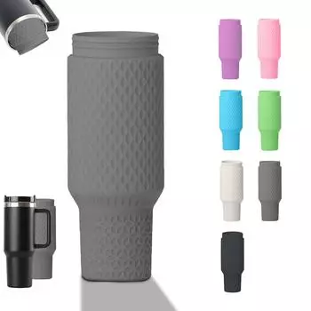 Силиконовый внутренний вкладыш для бутылки с водой Leeseph для стакана Stanley Cup объемом 40 унций, аксессуары для стаканов для вечеринок, отдыха, кемпинга чёрный