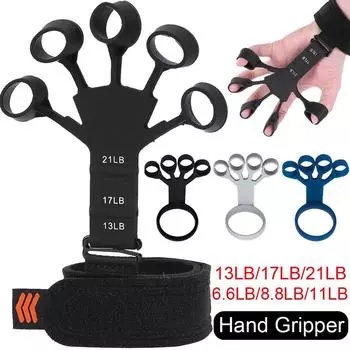 Силиконовый захват для рук, расширитель пальцев, тренажер для пальцев на гитаре, 6 уровней устойчивости, инструменты для восстановления для реабилитации пациентов, обучение облегчению боли чёрный
