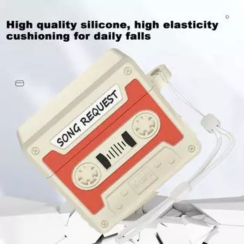 Силиконовый защитный чехол для AirPods 4th, противоударный чехол для наушников, кассетный дизайн, поддержка беспроводной зарядки, противоскользящий протектор для наушников for Airpods 4 оранжевый