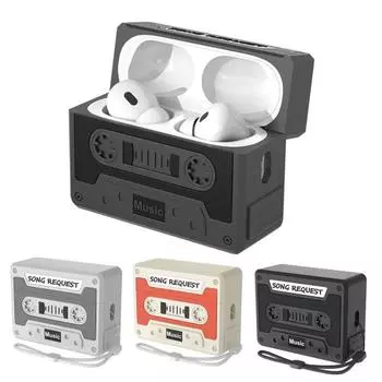 Силиконовый защитный чехол для AirPods 4th, противоударный чехол для наушников, кассетный дизайн, поддержка беспроводной зарядки, противоскользящий протектор для наушников for Airpods 4 серый