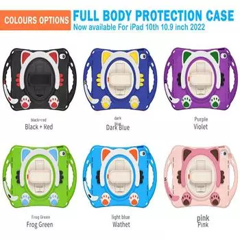 Силиконовый защитный чехол для Apple iPad 10-го поколения с рисунком - чехол для планшета Anti-Fall для детей 2022 10th generation чёрный/красный