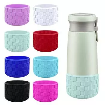 Силиконовый защитный чехол для чашки с клетчатой текстурой, чехол для стакана IceFlow, противоскользящий нижний чехол для рукава синий