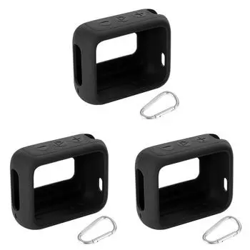 Силиконовый защитный чехол для динамика от царапин с карабином для JBL GO 4(черный)