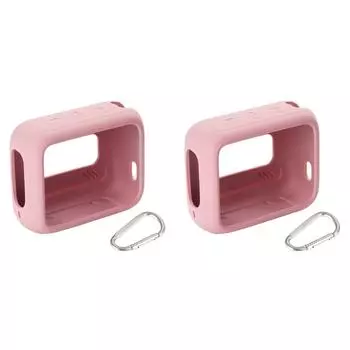 Силиконовый защитный чехол для динамика от царапин с карабином для JBL GO 4(розовый)