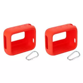 Силиконовый защитный чехол для динамика от царапин с карабином для JBL GO 4 (красный)