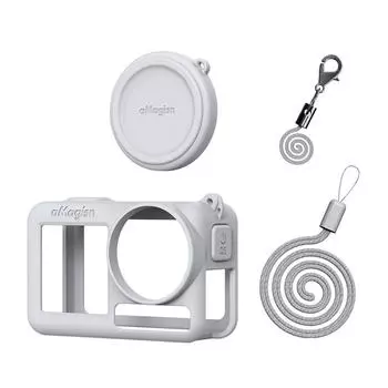 Силиконовый защитный чехол для DJI Osmo Action 5 Pro с крышкой объектива и шнурком(серый) Q