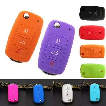 Силиконовый защитный чехол для ключей автомобиля для Golf Bora Jetta Polo Golf Skoda оранжевый