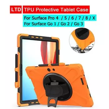 Силиконовый защитный чехол для Microsoft Surface Pro X 4 5 6 7 8 Go 1 2 3 с держателем для карандашей, вращающийся чехол для планшета с ремешком на руку For Surface Go2 красный