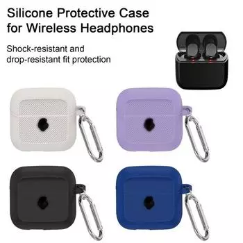 Силиконовый защитный чехол для наушников, пыленепроницаемый, износостойкий, с крючком для подвешивания, беспроводные наушники бежевый