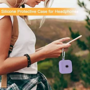 Силиконовый защитный чехол для наушников, водонепроницаемый крючок, беспроводной, износостойкий, с подвесным чехлом для наушников с защитой от пыли фиолетовый