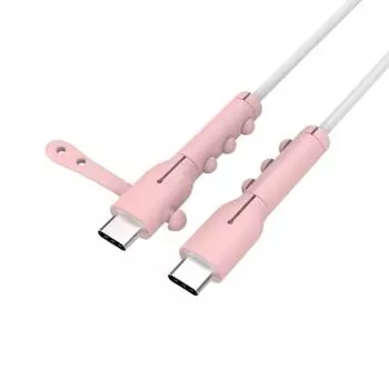 Силиконовый защитный чехол для зарядного кабеля Устройство для намотки кабеля зарядного устройства для Samsung/Huawei/Xiaomi Pink-Dual TypeC