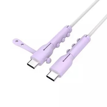 Силиконовый защитный чехол для зарядного кабеля Устройство для намотки кабеля зарядного устройства для Samsung/Huawei/Xiaomi Purple-Dual TypeC