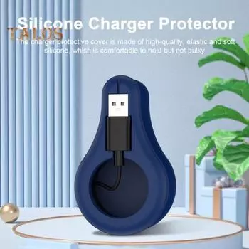 Силиконовый защитный чехол для зарядного устройства с устройством для намотки шнура Устойчивый к царапинам Компактный портативный дизайн Простая установка Чехол для зарядного устройства для Oura Ring Gen 3 синий