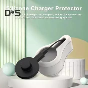 Силиконовый защитный чехол для зарядного устройства с устройством для намотки шнура Устойчивый к царапинам Компактный портативный дизайн Простая установка Чехол для зарядного устройства для Oura Ring Gen 3 синий