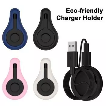 Силиконовый защитный чехол для зарядного устройства с устройством для намотки шнура Устойчивый к царапинам Компактный портативный дизайн Простая установка Чехол для зарядного устройства для Oura Ring Gen 3 синий