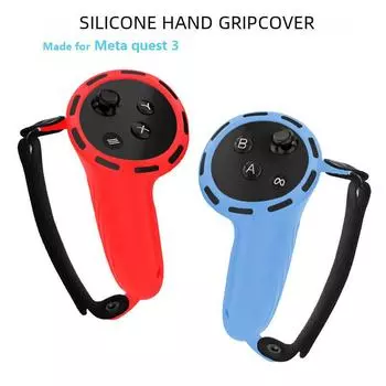 Силиконовый защитный чехол и ремешок для гарнитуры Meta Quest 3 VR светло-серый