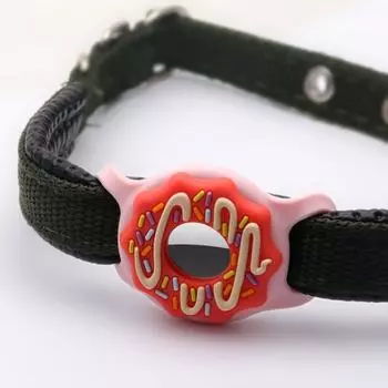 Силиконовый защитный чехол, однотонный пончик, защитный чехол для отслеживания домашних животных, защита от потери, водонепроницаемый держатель для ошейника для собак, для Airtags S коричневый